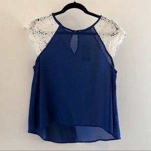 Sheer blouse with Lace Sleeves